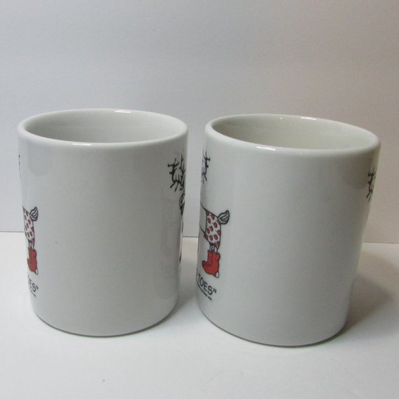 vtg lot of 2 Red Toes reindeer in red shocks and shades Christmas mugs 1995 Doze - Picture 3 of 7